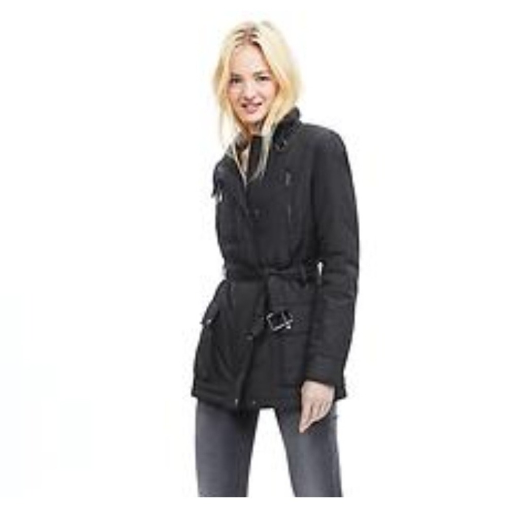 Banana Republic Military Quilted Puff Jacket Size S Gorpcore Black Belt Lined‎